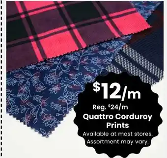 Fabricland Quattro Corduroy Prints offer