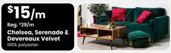 Fabricland Chelsea, Serenade & Devereaux Velvet offer