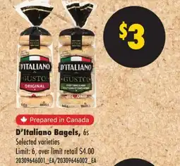 No Frills D'ITALIANO BAGELS, 6S offer