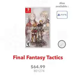 GameStop Final Fantasy Tactics offer