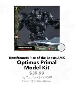 GameStop YoloPark Transformers Rise of the Beasts AMK Optimus Primal Model Kit offer