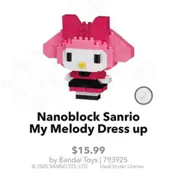 GameStop Bandai Toys Nanoblock Sanrio My Melody Dress up offer