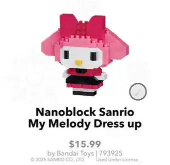 GameStop Bandai Toys Nanoblock Sanrio My Melody Dress up offer