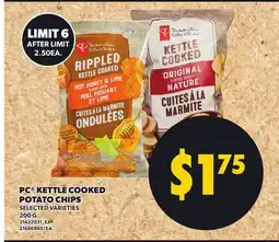 Loblaws PC KETTLE COOKED POTATO CHIPS, 200 G offer