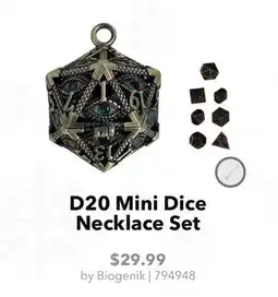 GameStop Biogenik D20 Mini Dice Necklace Set offer