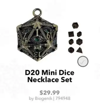 GameStop Biogenik D20 Mini Dice Necklace Set offer