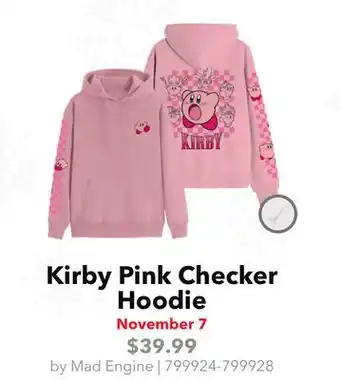 GameStop Mad Engine Kirby Pink Checker Hoodie offer