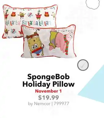 GameStop Nemcor SpongeBob Holiday Pillow offer