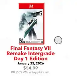 GameStop Final Fantasy VII Remake Intergrade Day 1 Edition offer