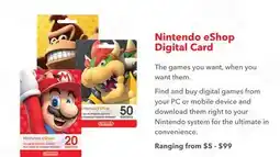 GameStop Nintendo eShop Digital Card offer