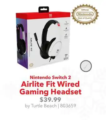 GameStop Turtle Beach Nintendo Switch 2 Airlite Fit Wired Gaming Headset offer