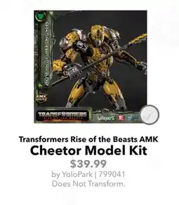 GameStop YoloPark Transformers Rise of the Beasts AMK Cheetor Model Kit offer