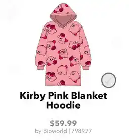 GameStop Bioworld Kirby Pink Blanket Hoodie offer