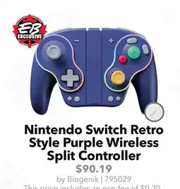 GameStop Biogenik Nintendo Switch Retro Style Purple Wireless Split Controller offer