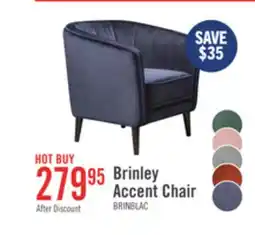 The Brick Brinley 29 Velvet Fabric Accent Chair with Wood Legs - Blue offer