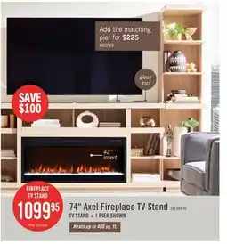 The Brick Axel 74 Modern Electric Fireplace TV Stand with Storage and Cable Management for TVs up to 85- Taupe offer