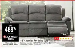 The Brick Chandler 82 Chenille Fabric Reclining Sofa - Grey offer