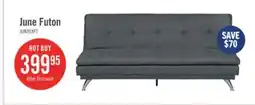 The Brick June 73.2 Linen-Look Fabric Klik Klak Futon with Metal Legs and Tufting - Grey offer