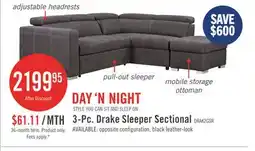 The Brick Drake 3-Piece Right-Facing Faux Suede Fabric Sleeper Sectional with Storage Ottoman - Cement Grey offer
