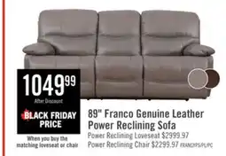 The Brick Franco 89 Genuine Leather Zero Gravity Power Reclining Sofa with USB Ports - Grey offer