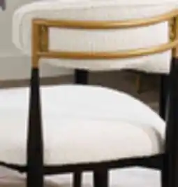 The Brick Kort & Co. Capri Dining Chair with Boucle Fabric & Gold Accent, Metal - White offer
