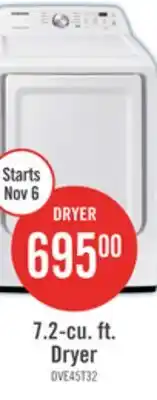 The Brick Samsung 7.2 Cu. Ft. Electric Dryer - White - DVE45T3200W/AC offer