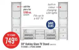 The Brick Oakley 59 Glam TV Stand with Storage and Cable Management for TVs up to 65- Silver offer