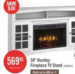 The Brick Huntley 59 Electric Fireplace TV Stand with Storage and Cable Management for TVs up to 65- White offer