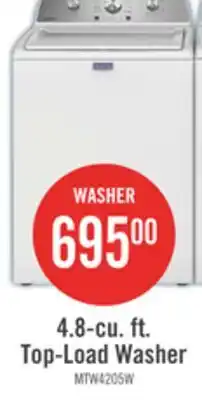 The Brick Maytag 4.8 Cu. Ft. Top Load Washer White - MTW4205SW offer