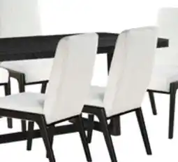 The Brick Alma 7pc Dining Set with Table & 6 Chairs, Trestle Base, 86W - Charcoal Black & White offer
