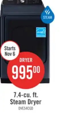 The Brick Samsung 7.4 Cu. Ft. Electric Dryer with Steam - Navy - DVE54CG7155DAC offer
