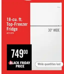 The Brick Amana 30 18 Cu. Ft. Top-Mount Refrigerator - White - ART318FFDW offer