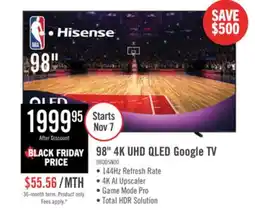 The Brick HISENSE 98 QD5N Quantum Dot 4K Smart Google TV (98QD5N) offer