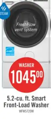 The Brick Whirlpool 5.2 Cu. Ft. Smart Front-Load Washer with FreshFlow Vent System - White - WFW5720RW offer