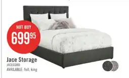 The Brick Jace Upholstered Storage Platform Bed in Grey Fabric, Tufted - Queen Size offer