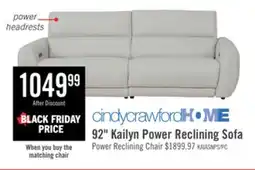 The Brick Cindy Crawford Home Kailyn 92 Fabric Power Reclining Sofa with Power Headrests - Beige offer