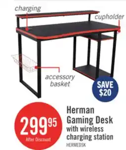 The Brick Herman 50 Gaming Office Desk - Black with Red Trim offer