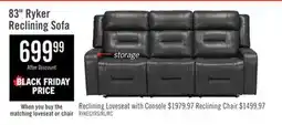 The Brick Ryker 82.5 Faux Leather Reclining Sofa with Storage Arms - Grey offer