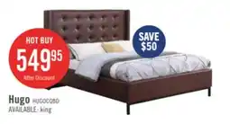 The Brick Hugo Upholstered Platform Bed in Brown Vegan-Leather Fabric, Tufted - Queen Size offer