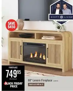 The Brick Scott Living Lenore 60 Electric Fireplace TV Stand with Storage - Natural offer