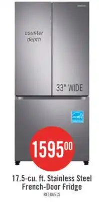 The Brick Samsung 33 17.5 Cu. Ft. Counter-Depth French-Door Refrigerator - Stainless Steel - RF18A5101SR/AA offer
