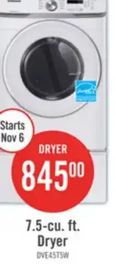 The Brick Samsung 7.5 Cu. Ft. Electric Dryer - White - Stackable - DVE45T6005W/AC offer