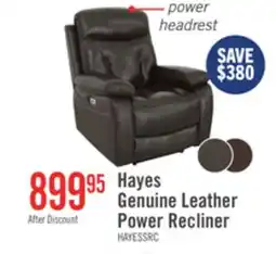 The Brick Hayes 38 Genuine Leather Power Reclining Chair with Adjustable Headrest - Steel Grey offer