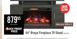 The Brick Breya 64 Modern Electric Fireplace TV Stand with Storage & USB Charging for TVs up to 70- Grey offer