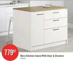 The Brick Myro Kitchen Island With Door And Drawers - White And Maple Nutmeg offer