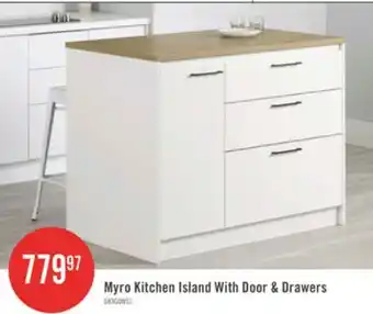 The Brick Myro Kitchen Island With Door And Drawers - White And Maple Nutmeg offer