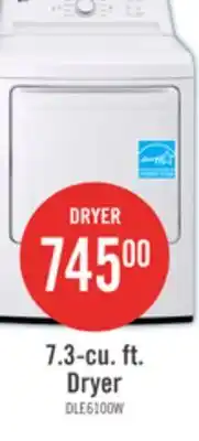 The Brick LG 7.3 Cu. Ft. Electric Dryer - White - DLE6100W offer