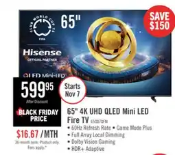 The Brick HISENSE 65 QD7QFM Mini-LED QLED 4K UHD AI Smart Fire TV (65QD7QFM) offer