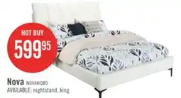 The Brick Nova Upholstered Platform Bed in White Vegan-Leather Fabric - Queen Size offer