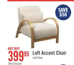 The Brick Loft 27.55 Boucle Fabric Accent Chair with Accent Pillow and Wood Armrests and Legs - White offer